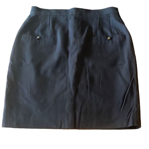 Chanel Womens EU40 Vintage 1996 Spring Black Cotton Button Pencil Mini Skirt - Picture 2 of 10